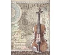 Stamperia Rice Paper Sheet A4-Violin, Passion