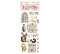 Stamperia Rub on Orchidées et Chats 10,16 x 21,6 cm, Multicolore, 4 x 8,5 in