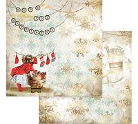 Stamperia SBB830 Chaussettes de Noël romantiques en papier double face pour scrapbooking Multicolore 30,5 x 30,5 cm
