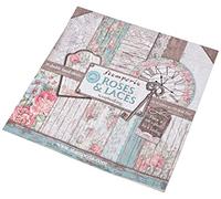 Stamperia SBBL25 Bloc Papier Scrap Double Face 10 Feuilles, 5 (12"x12") -Roses, Dentelles et Bois, Multicolore, 30,5x30,5cm