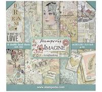 Stamperia SBBS07 Mini Bloc Papier Scrap Double Face 10 Feuilles 20.3X20.3 (8"X8") -Imagine, Multi-Colored, 20,3x20,3 cm, Set Pièces