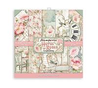 Stamperia SBBS08 Mini Bloc Papier Scrap Double Face 10 Feuilles 20.3X20.3 (8"X8") -House of Roses, Multi-Colored, 20,3x20,3 cm, Set Pièces