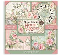 STAMPERIA Set 10 feuilles 30,5x30,5cm double face papier scrapbooking 190g, House of Roses