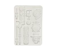 Stamperia - Silicon Mould A5 for Scrapbooks, Bullet Journals and More, Non-Stick Surface, Suitable for Air-Dry Clay, Resin and More, Perfect for Crafts and Gifting (Gardens of Time, Clocks and Tubes)