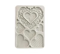 Stamperia - Silicon Mould A5 for Scrapbooks, Bullet Journals and More, Non-Stick Surface, Suitable for Air-Dry Clay, Resin and More, Perfect for Crafts and Gifting (Family, Hearts)