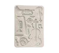 Stamperia - Silicon Mould A5 for Scrapbooks, Bullet Journals and More, Non-Stick Surface, Suitable for Air-Dry Clay, Resin and More, Perfect for Crafts and Gifting (Symphony, Musical Instruments)