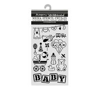 Stamperia - Thick Stencil for Scrapbooks, Albums, Cards, Bullet Journals, and More, Flexible Material, Easy to Clean, Perfect for Crafts and Gifting (Baby, Elements)