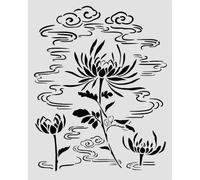 Stamperia - Thick Stencil for Scrapbooks, Albums, Cards, Bullet Journals, and More, Flexible Material, Easy to Clean, Perfect for Crafts and Gifting (Oriental Garden, Lotus Flower)
