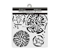 Stamperia - Thick Stencils for Scrapbooks, Albums, Cards, Bullet Journalling, and More, Flexible Material, Easy to Clean, Perfect for Hobbies, Crafts and Gifting (Silent Sea, Sponges)
