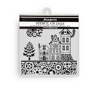 Stamperia - Thick Stencils for Scrapbooks, Albums, Cards, Bullet Journals, and More, Flexible Material, Easy to Clean, Perfect for Crafts and Gifting (Gear Up for Christmas, Houses)