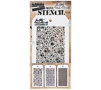 Stampers Anonymous Set #46 (3 EA.) Tim Holtz Mini Layered Stencils Lot pochoirs, Taille unique