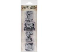 Stampers Anonymous Tim Holtz Mini Blueprints Strip Cling Stamps 3"X10", Sewing