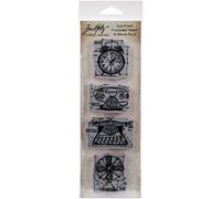 Stampers Anonymous Tim Holtz Mini Blueprints Strip Cling Stamps 3"X10", Vintage