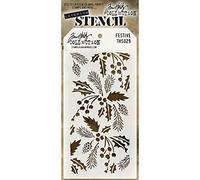 Stampers Anonymous Tim Holtz Pochoir en Plastique Motif de fêtes 10,5 x 21,5 cm