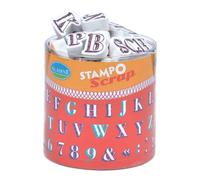 Aladine - 54 Tampons Lettres Crayonnées avec Encreur Noir - Alphabet Majuscule Crayon - Chiffres, Numéros 0 à 9 - Bullet Journal, Invitations - Scrapbooking, Carterie - Creative Stamp - 03727