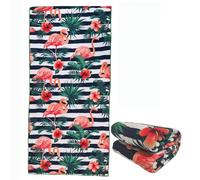 stampringt Mignon Noir et Blanc rayé Flamingo Adulte Serviette de Plage, Grand Super Grand épais Microfibre Terry Tissu 75 * 150cm