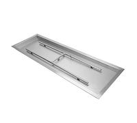 Stanbroil Foyer rectangulaire de 61 x 20,3 cm, brûleur H, 304 SS propane et gaz, insert pour table de feu à faire soi-même, 90 000 BTU max