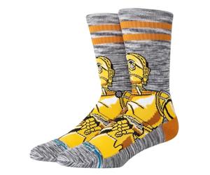 Stance C3PO Crew Chaussettes Star Wars Robot Gris Doré Rayé Veau, doré, M