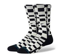 Stance Wave Check Crew Socks Chaussettes de mollet à motifs noirs, Noir , L