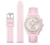 Stanchev Bracelet de montre en silicone souple de qualité supérieure, compatible avec Omega x Swatch MoonSwatch/Rolex/SEIKO, 20 mm, Design sport, Rose (W), Boucle, Unisex, 195 mm x 3 mm x 18 mm