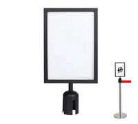 Stanchion Support de panneau avec socle noir A4, support de panneau double face, cadre de barrière verticale, support d'affichage d'informations, produits de bureau, gris pour entrée musée