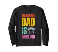 Stand Back Dad Is Grilling Funny BBQ Father's Day Manche Longue