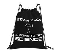 Stand Back I'm Going To Try Science Drawstring Bags Unisex Portable Backpack, for School Gym Sports Travel