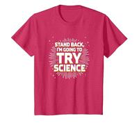 Stand Back, I'm Going to Try Science - Humour du Professeur T-Shirt, Enfant, Rouge Chiné, 3 Ans