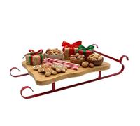 Stand de Chocolat Chaud en traîneau de Noël, décor de Bar à café de Noël | Plateau de traîneau de noël, planche de service de vacances Vintage, décor de Bar à café festif pour biscuits au chocolat