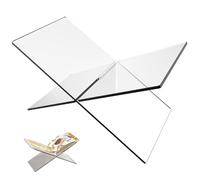 Stand de livres en acrylique, porte-livre transparent, 7x4x4 pouces en forme d'administration ouverte en forme de X, support de livre de cuisine transparent pour le livre d'art Bible Bible Book Book