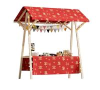 Stand de Marché avec Auvent Orné de Calligraphie Chinoise, Stand de Vente Pliable et Portable, Idéal pour Stands de Thé, Salons d'Artisanat et Événements à Thème(Red,150cm)