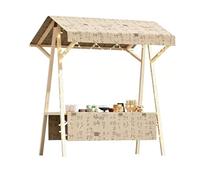 Stand de Marché avec Auvent Orné de Calligraphie Chinoise, Stand de Vente Pliable et Portable, Idéal pour Stands de Thé, Salons d'Artisanat et Événements à Thème(Beige,120cm)