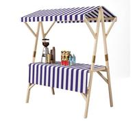 Stand de marché en bois léger et portable avec auvent - Chariot de présentation pliable pour hot-dogs, crème glacée et collations - Idéal pour les agriculteurs (jaune, 150 cm x 60 cm x 200 cm)