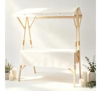 Stand de Marché en Bois Pliable avec Auvent, Chariot de Vente Ambulant, Stand d’exposition Extérieur Repliable pour Événements, Salons d’Artisanat et Marchés Paysans(150cm/59inch)