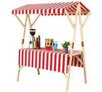 Stand de Marché en Bois Pliable Avec Auvent, Chariots Alimentaires À Vendre, Kiosque De Vente Alimentaire Portable En Plein Air Pour Cuisine De Rue Et Marchés Paysans(Red,L 150cm/59.1in)