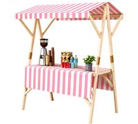 Stand de Marché en Bois Pliable Avec Auvent, Chariots Alimentaires À Vendre, Kiosque De Vente Alimentaire Portable En Plein Air Pour Cuisine De Rue Et Marchés Paysans(Pink,L 150cm/59.1in)
