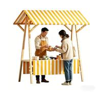 Stand de Marché en Bois Pliable, Chalet de Marché de Noël, Chariot de Vente Extérieur for Festivals, Plages, Événements, Nourriture de Rue(Yellow,47x24x79in/120x60x200cm)