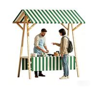 Stand de Marché en Bois Pliable, Chalet de Marché de Noël, Chariot de Vente Extérieur for Festivals, Plages, Événements, Nourriture de Rue(Green,59x24x79in/150x60x200cm)