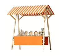Stand de Marché en Bois Pliable, Étal de Marché Vente, Présentoirs Portables pour Marchés Paysans, Festivals, Salons d’Artisanat et Événements Commerciaux(Orange,120x60x200cm)