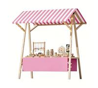 Stand de Marché en Bois Pliable, Étal de Marché Vente, Présentoirs Portables pour Marchés Paysans, Festivals, Salons d’Artisanat et Événements Commerciaux(Pink,120x60x200cm)
