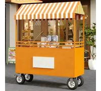 Stand de Marché Extérieur Desserte de Jardin Extérieur - 2 Niveaux de Rangement - Présentoirs D'épicerie pour Salons Artisanaux et Marchés de Producteurs(Orange,140cm/55in)