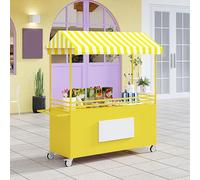 Stand de Marché Extérieur Desserte de Jardin Extérieur - 2 Niveaux de Rangement - Stands de Vente Ambulants en Extérieur pour Hot-dogs et Glaces(Yellow,120cm/47in)