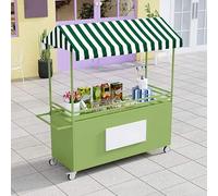 Stand de Marché Extérieur Desserte de Jardin Extérieur - 2 Niveaux de Rangement - Stands de Vente Ambulants en Extérieur pour Hot-dogs et Glaces(Green,160cm/63in)