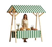 Stand de Marché Paysan, Chariot Alimentaire Portable avec Auvent, Étal de Marché Repliable pour Chariot de Desserts et Événements Extérieurs(Green,180cm)
