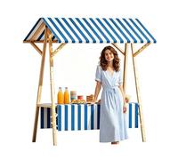 Stand de Marché Paysan, Chariot Alimentaire Portable avec Auvent, Étal de Marché Repliable pour Chariot de Desserts et Événements Extérieurs(Blue,120cm)