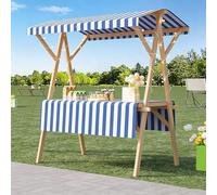 Stand De Marché Pliable, Chariot Alimentaire Portable Avec Auvent, Chariot De Vente Pour Extérieur, Présentoir Pliable, Usage Polyvalent(Blue 2,120cm/47.2in)