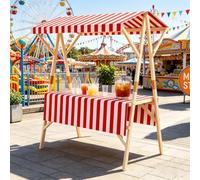 Stand de Marché Pliable en Bois Métal avec Auvent, Présentoir Extérieur | Stand de Marché Pliable en Pin Massif, Extérieur, Commerçants, Artisans et Boutiques(Red,L-150cm/59in)