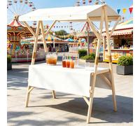 Stand de Marché Pliable en Bois Métal avec Auvent, Présentoir Extérieur | Stand de Marché Pliable en Pin Massif, Extérieur, Commerçants, Artisans et Boutiques(White,L-150cm/59in)