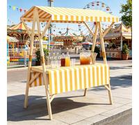 Stand de Marché Pliable en Bois Métal avec Auvent, Présentoir Extérieur | Stand de Marché Pliable en Pin Massif, Extérieur, Commerçants, Artisans et Boutiques(Yellow,L-120cm/47.2in)