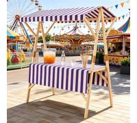 Stand de Marché Pliable en Bois Métal avec Auvent, Présentoir Extérieur | Stand de Marché Pliable en Pin Massif, Extérieur, Commerçants, Artisans et Boutiques(Blue,L-120cm/47.2in)